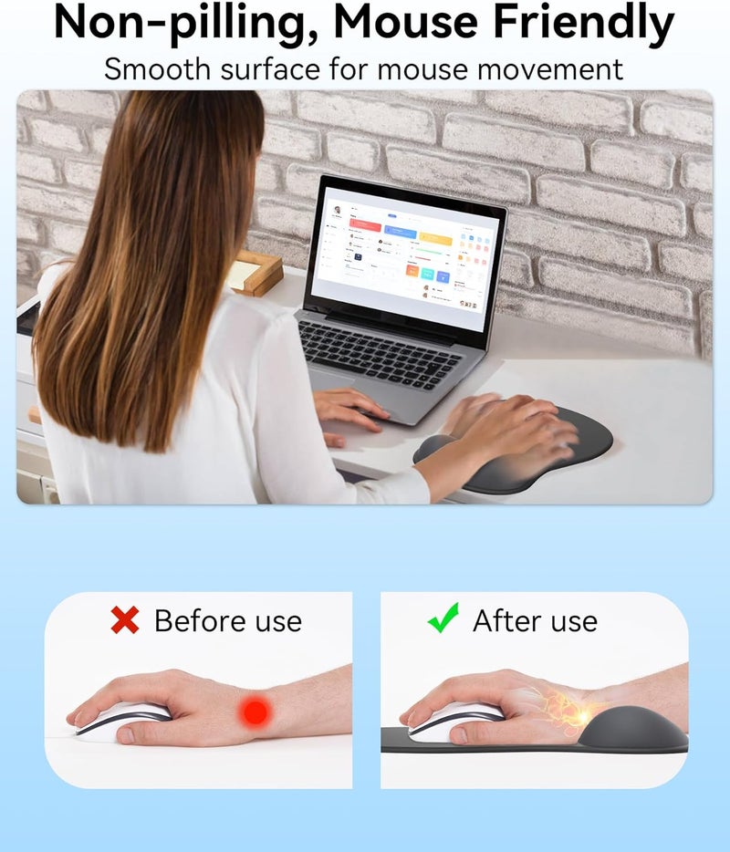 eulps Mouse Pad with Gel Wrist Rest, Ergonomic Comfortable Computer Wrist Support for Laptop, Pain Relief Mousepad with Non-Slip PU Base for Office & Home (Black) - Image 3